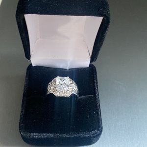 INTRICATE Princess Cut Cubic Zirconia Bridal Engagement Wedding Ring